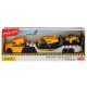 Camion Dickie Toys Mack Volvo Micro Builder cu remorca buldozer si camion basculant