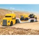 Camion Dickie Toys Mack Volvo Micro Builder cu remorca buldozer si camion basculant